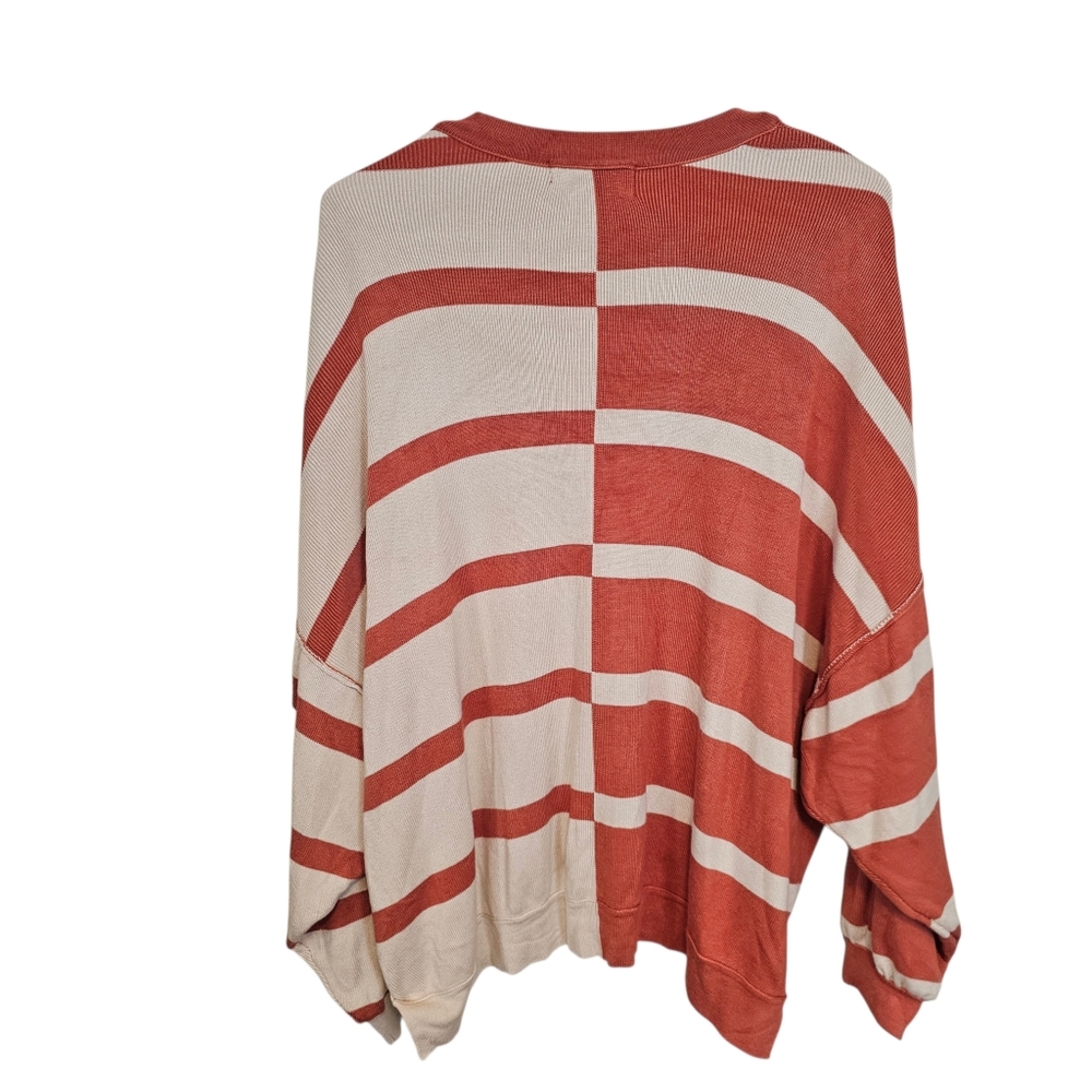 Burn Boot Camp Oversized Striped Crewneck Sweater Colorblock Drop Sleeve - Picture 3 of 8